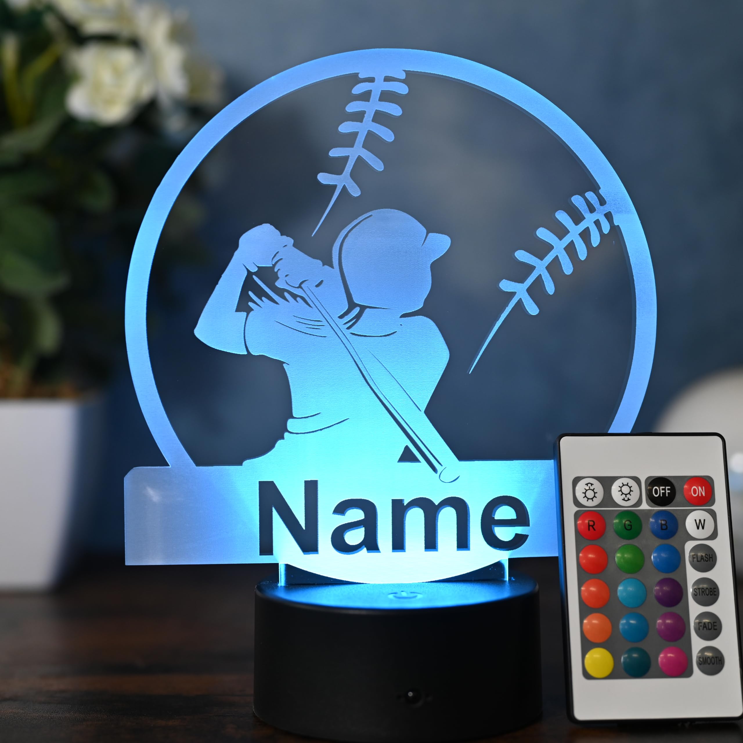 Lampe de baseball personnalisée - Cadeau pour les joueurs de baseball, les amateurs et les fans