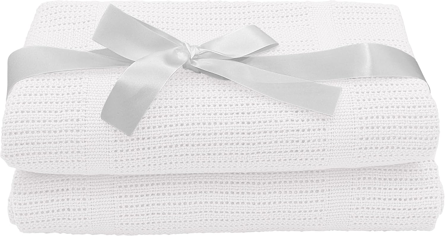 Noble & Brite Cotton Cellular Baby Blankets Twin Pack, Cellular Blanket