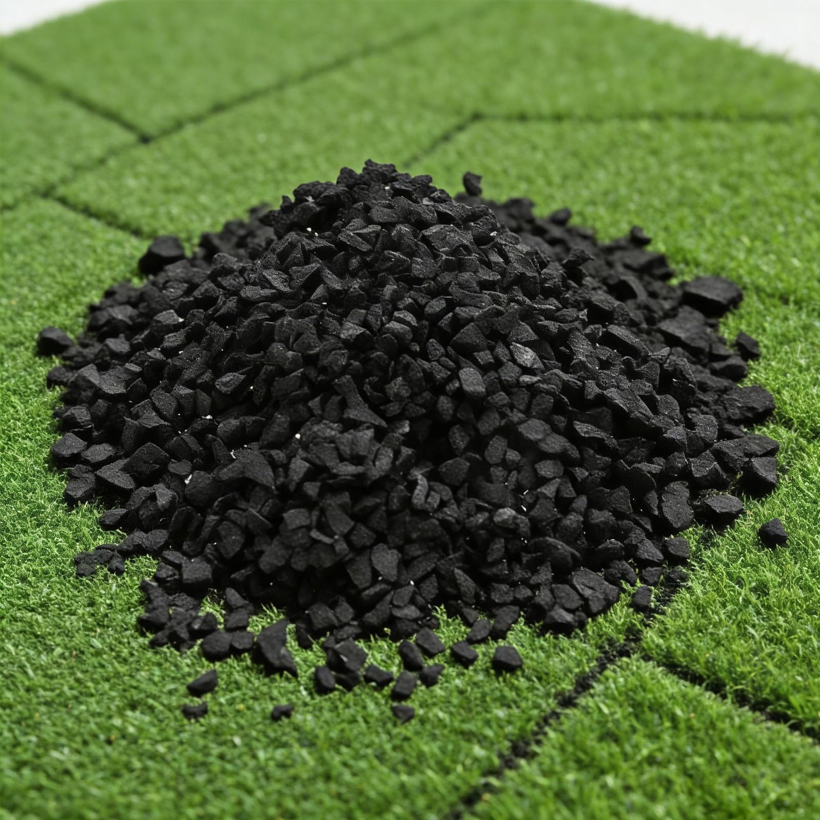 ORFOFE Relleno de Caucho Negro para Césped Artificial Deportivo Excelente Absorción de Impactos y Drenaje Adecuado para Eventos Atléticos y Entrenamiento