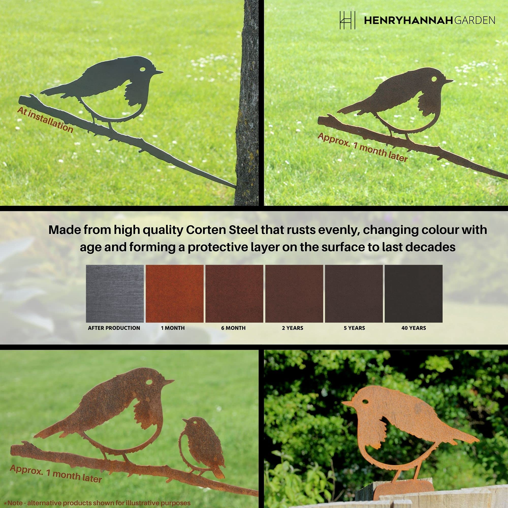 Metall-Rotkehlchen Als Garten-Deko – Rustikale Vögel Auf Ast Für Draußen