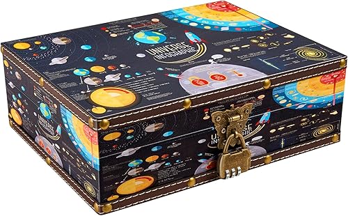 Cofre del tesoro de madera y cuero con tapa y cerradura, pequeña caja de almacenamiento decorativa de madera para guardar recuerdos de cumpleaños,