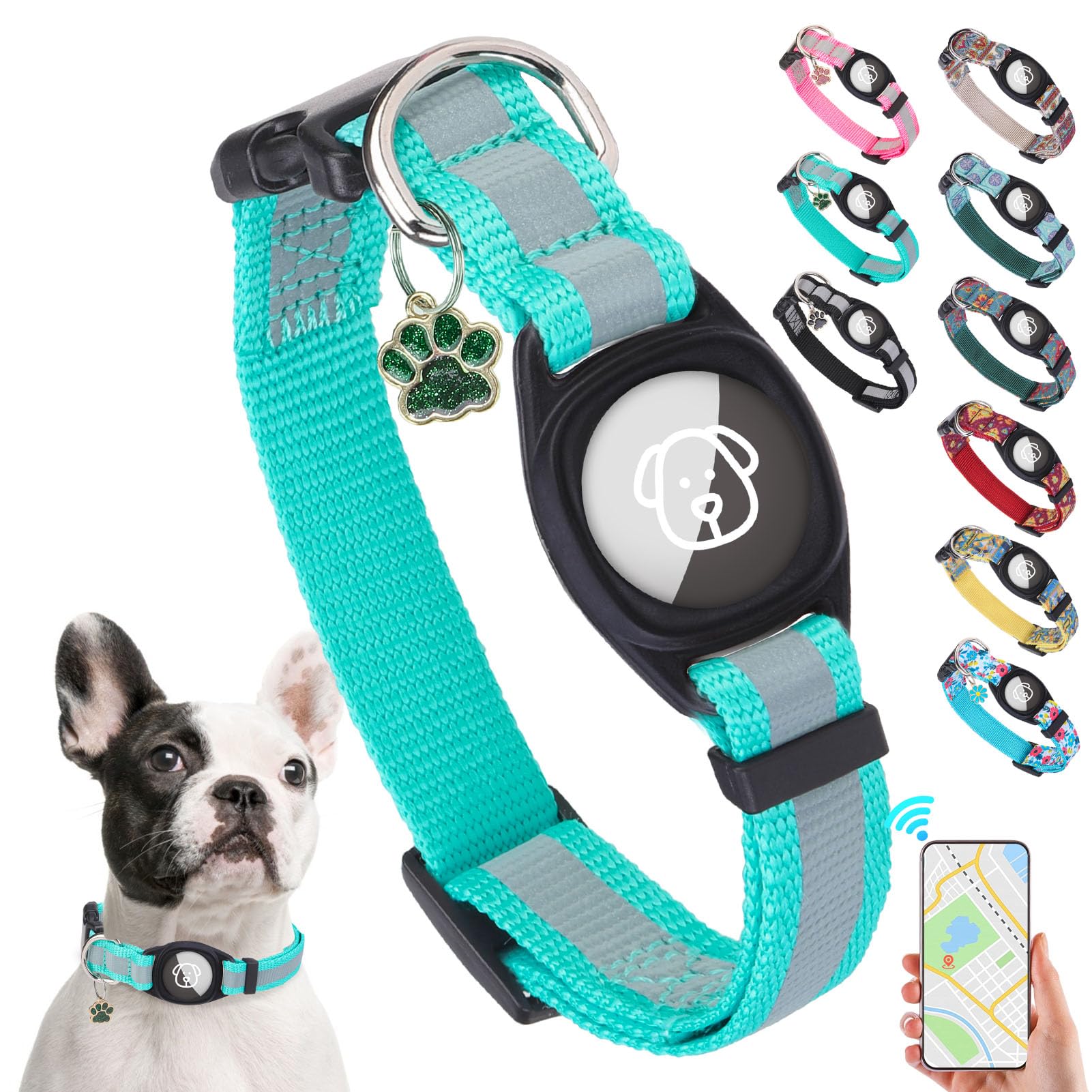 Collier Airtag pour chien de petite et grande taille nylon réglable