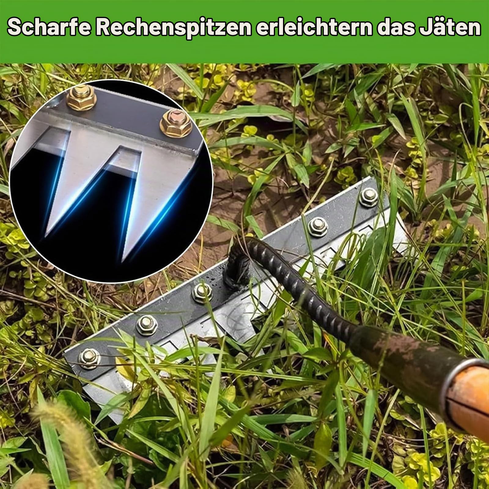 Rastrello Weng in acciaio al manganese, 5/6/7/8 denti, versatile ed efficiente, strumento da giardino per allentare il terreno e piantare (5 denti)