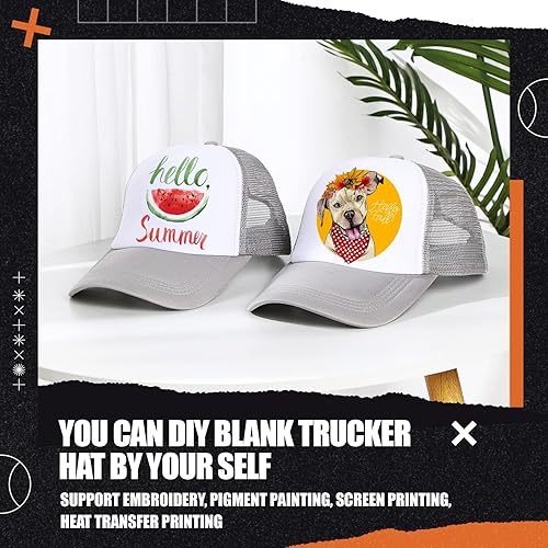 Miniatura 4 de 10 gorras de camionero en blanco para sublimación, gorra de béisbol de malla de poliéster para hombres y mujeres