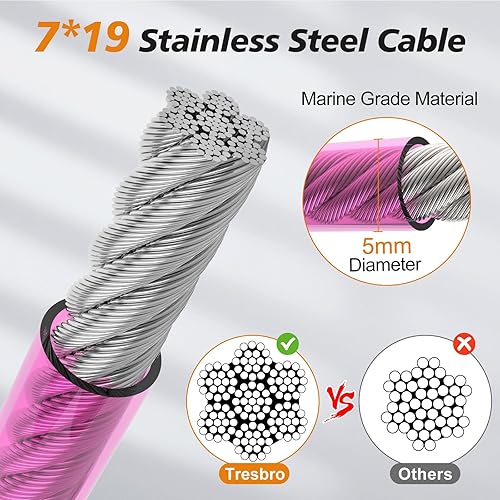 Miniatura 3 de Tresbro Cable de amarre para perro de 15 pies con resorte, cadenas de amarre que absorben los golpes para exteriores disponibles en