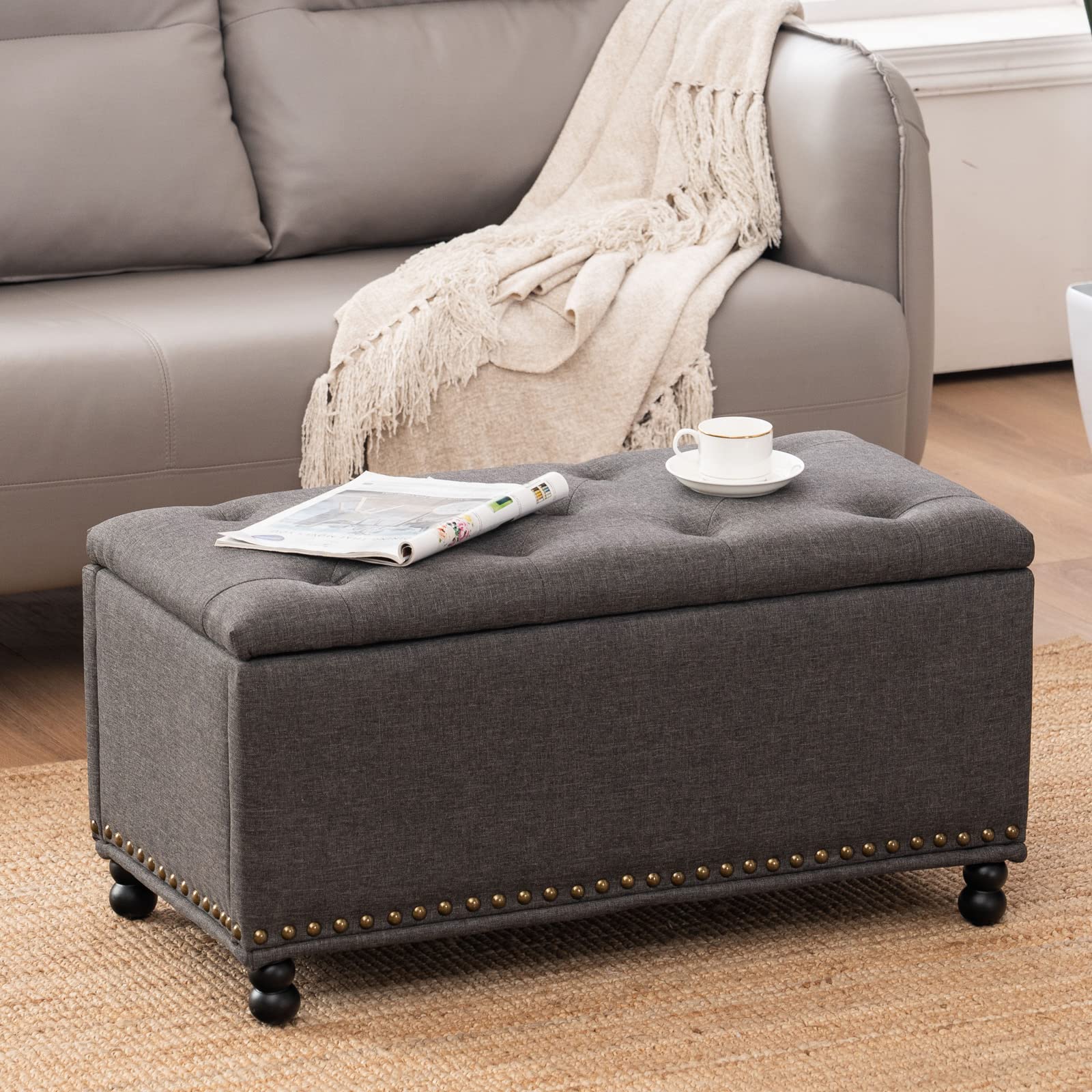 Buy YOUDENOVA Storage Ottoman Bench, 34 inch Ottoman with Storage for