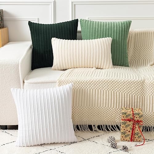 Miniatura 186 de UGASA - Juego de 2 fundas de almohada de terciopelo a rayas, funda decorativa para cojín con cremallera oculta para el hogar, sofá, dormitorio,