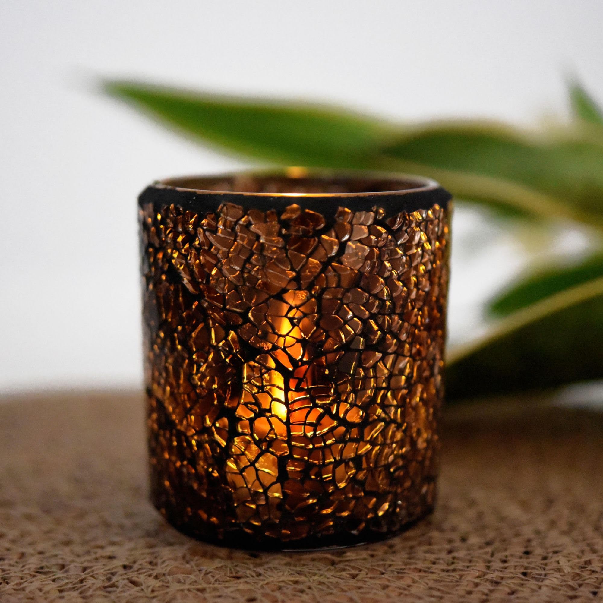 Portavelas Decoracion Hecho a Mano - Diseño Minimalista para Decoracion Hogar - Cristal Mosaico para Ambiente Romántico - Ideal para Decoracion Salon con Elegante Porta Velas Cristal - Candle Holder