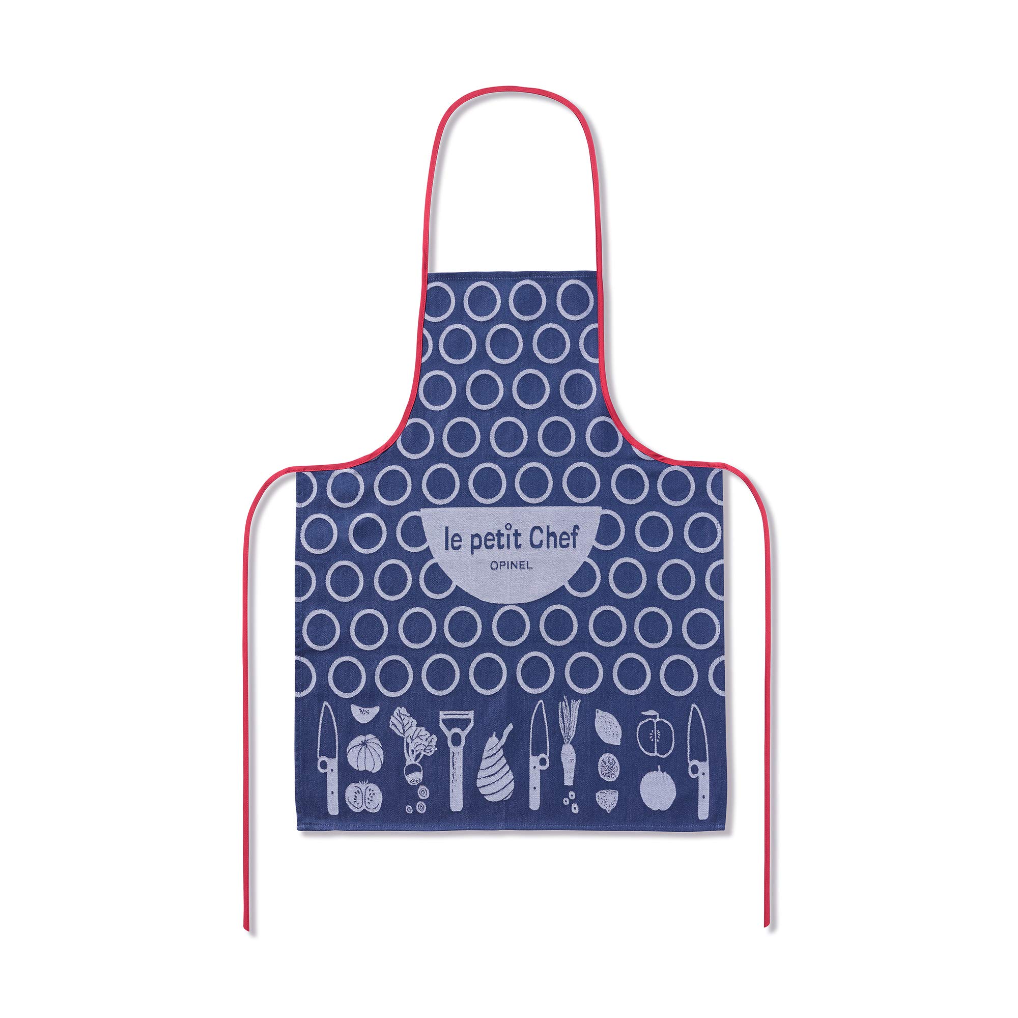 Opinel Kochschürze Kinder Küchenschürze Baumwolle Blau/Rot 53 x 69 cm