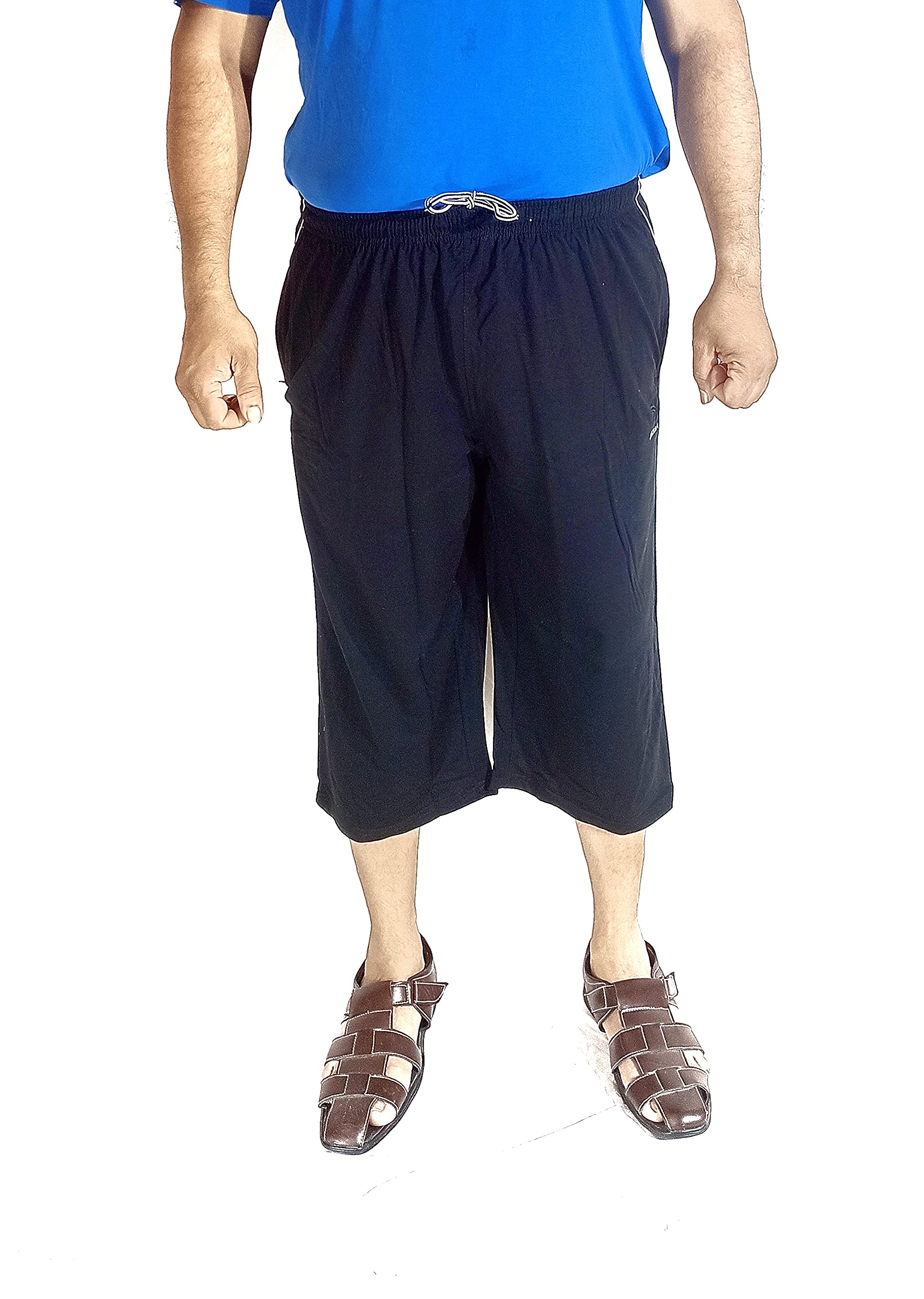 Mens Cotton Capri Plus Size with Three Mobile Pockets and Drawstring,embroieded Logo in Front Pocket for Mens and Boys-picture-18