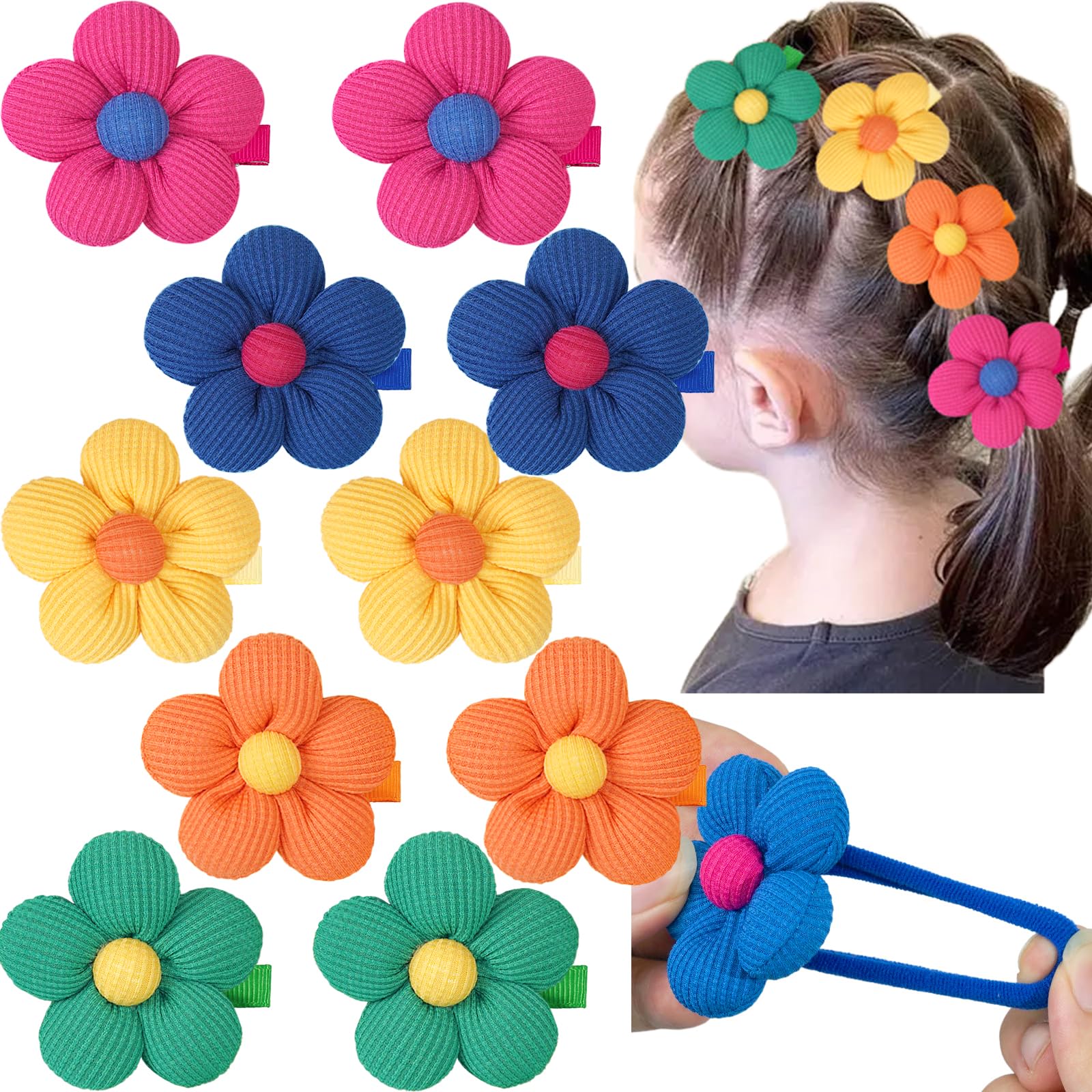 Photo 1 of ***STOCK PHOTO FOR REFERENCE ONLY***10PCS Flower Hair Ties,4cm in Diameter Seamless Nylon Bands, Normal Ponytail Holders for Girls,Teens and Women