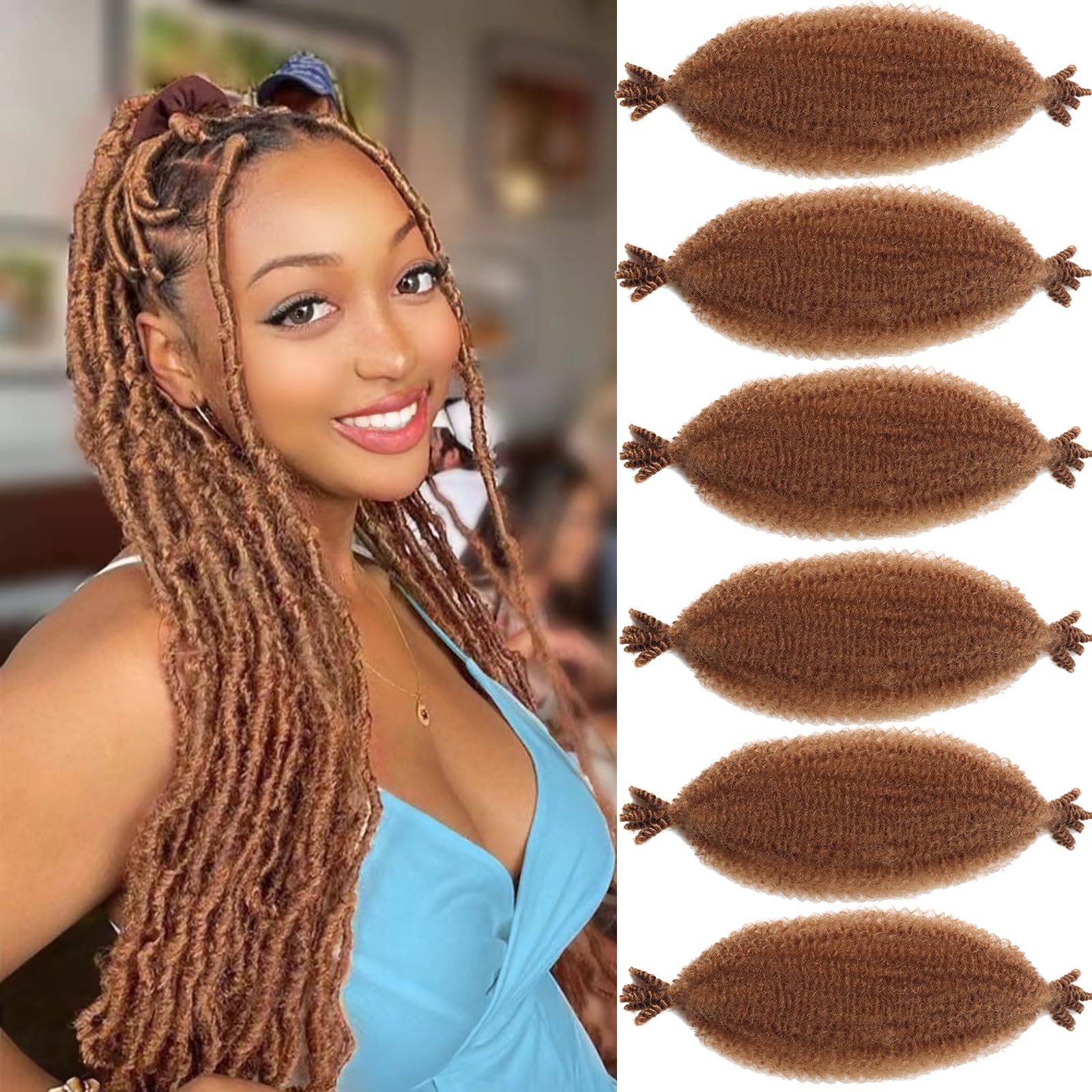 Marley Brown Spring Twist Hair Color 30 - Cuban Twist, Springy Afro, Faux Soft Locs, Butterfly Locs, Crochet, Passion Twist, Kinky Braids