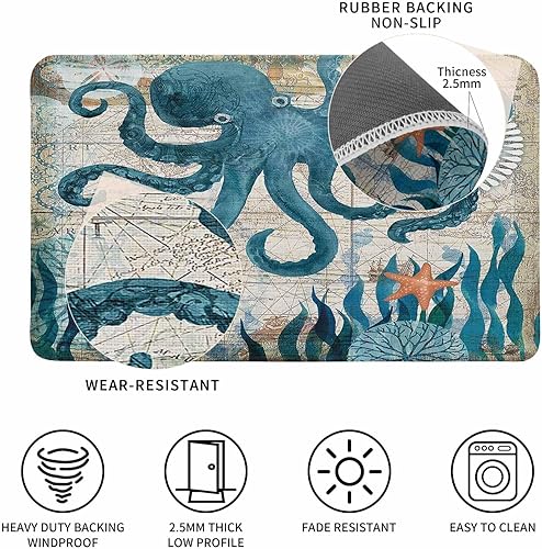 Vista 586 de Tapete de Feliz Navidad, tapete antideslizante para puerta delantera, baño, cocina, dormitorio, patio, entrada, 16 x 24 pulgadas, rojo, negro y verde