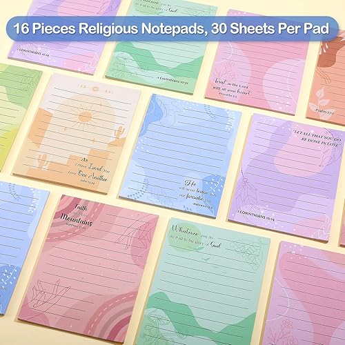 Miniatura 3 de Colarr Paquete de 16 480 hojas de notas adhesivas de la Biblia de 4 x 5. Bloc de notas cristianas de 5 pulgadas, bloc de notas religiosas con