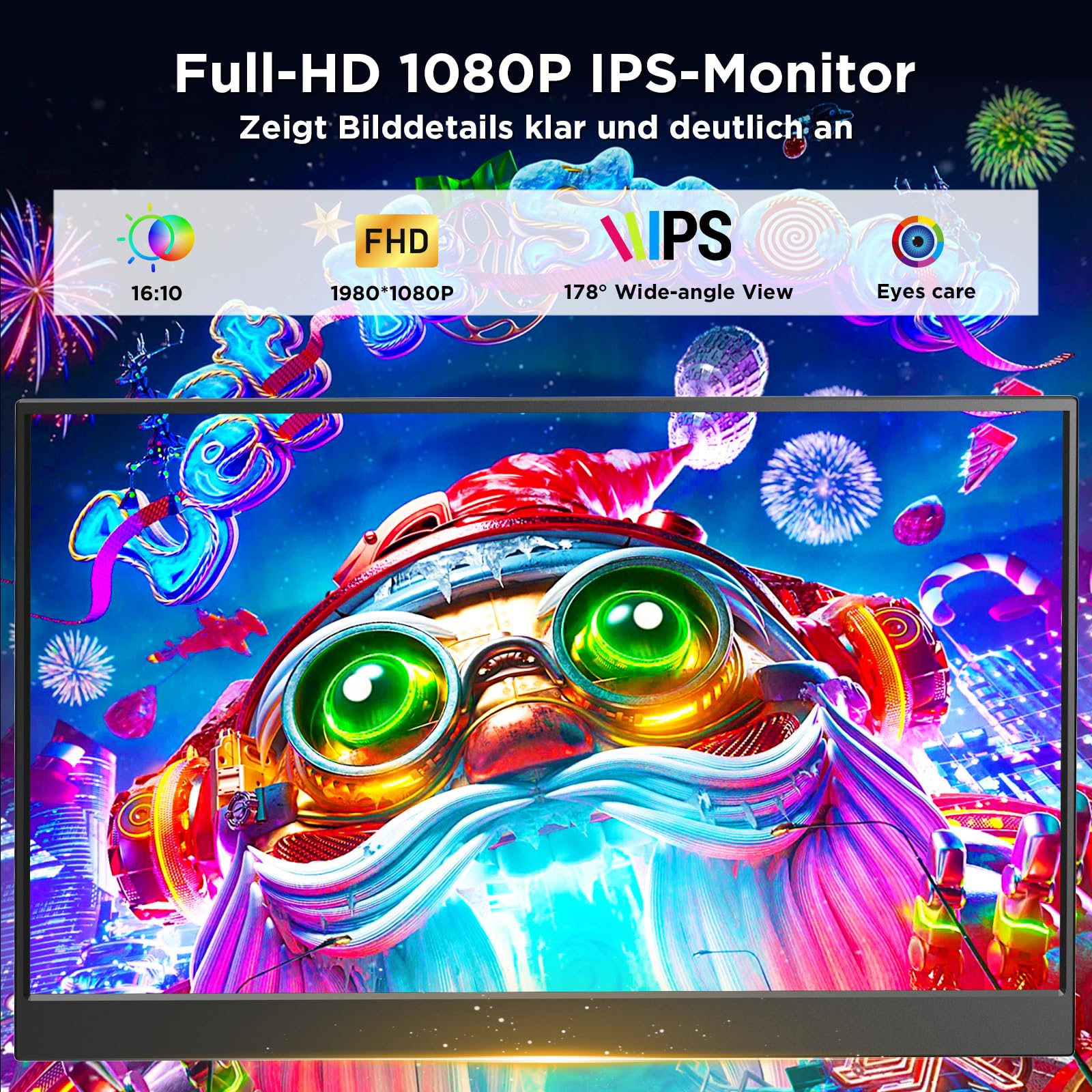 Portable Monitor 15,6 Zoll, FHD 1920x1080P Tragbarer Bildschirm