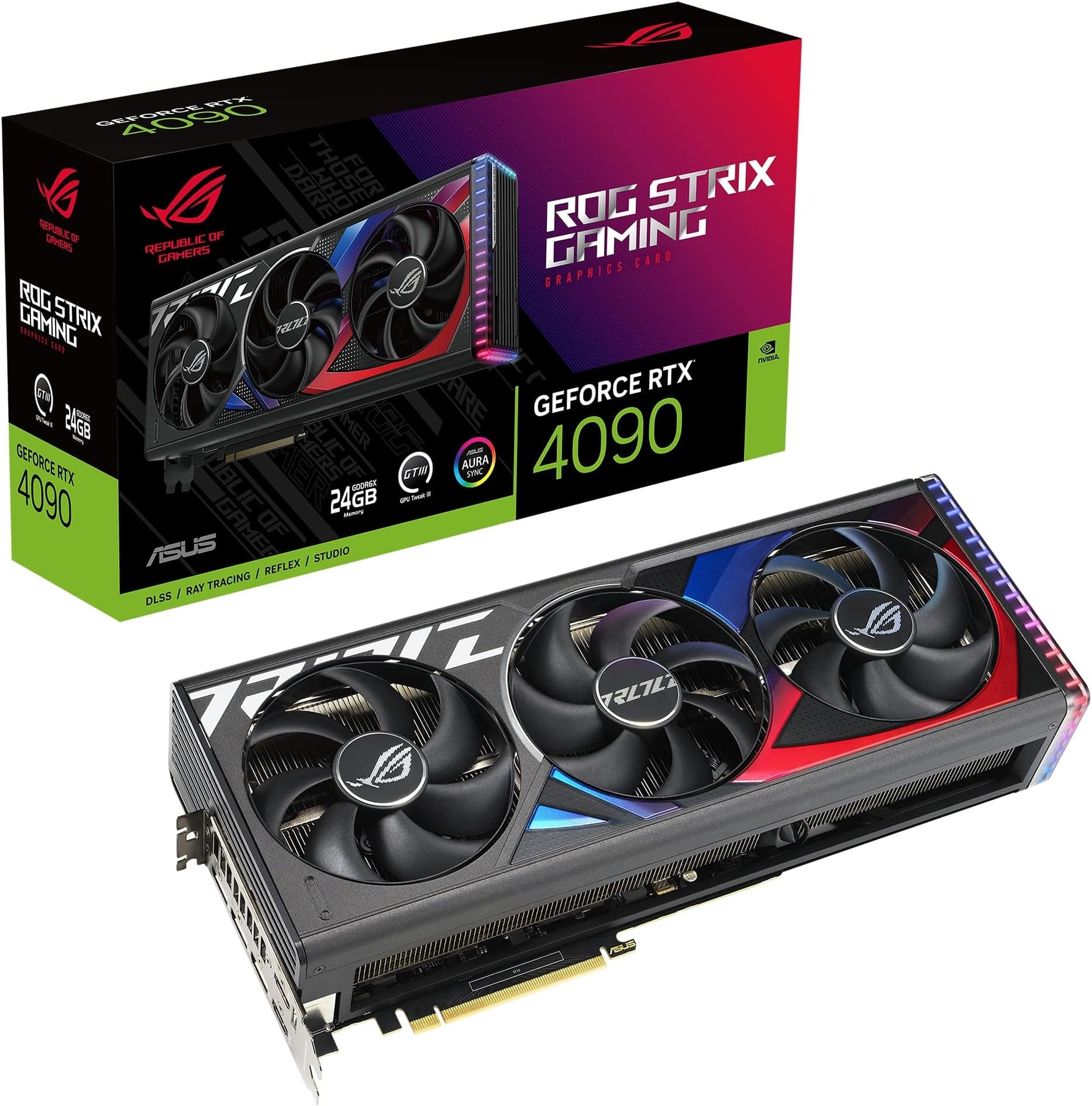 ASUS ROG Strix GeForce RTX 4090 Gaming Graphics Card (PCIe 4.0, 24GB GDDR6X, HDMI 2.1a, DisplayPort 1.4a)