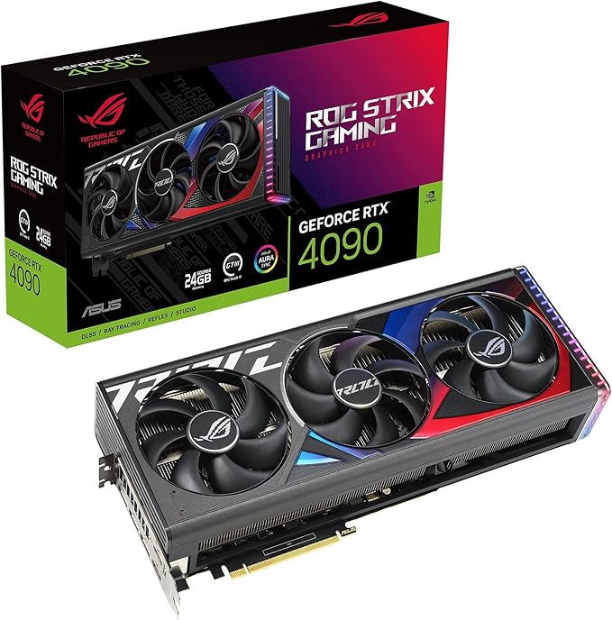 ASUS ROG Strix NVIDIA GeForce RTX 4090 Scheda Grafica Gaming, OpenGL 4.6, 24 GB GDDR6X, PCIe 4.0, HDMI 2.1a, DisplayPort 1.4a, GPU Tweak III, Nero