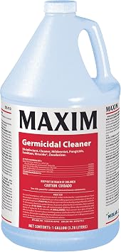 Maxim Germicidal Cleaner - Disinfectant, Cleaner, Mildewstat, Fungicide, Sanitizer, Virucide, Deodorizer - 1 Gallon Bottle, Pack of 4