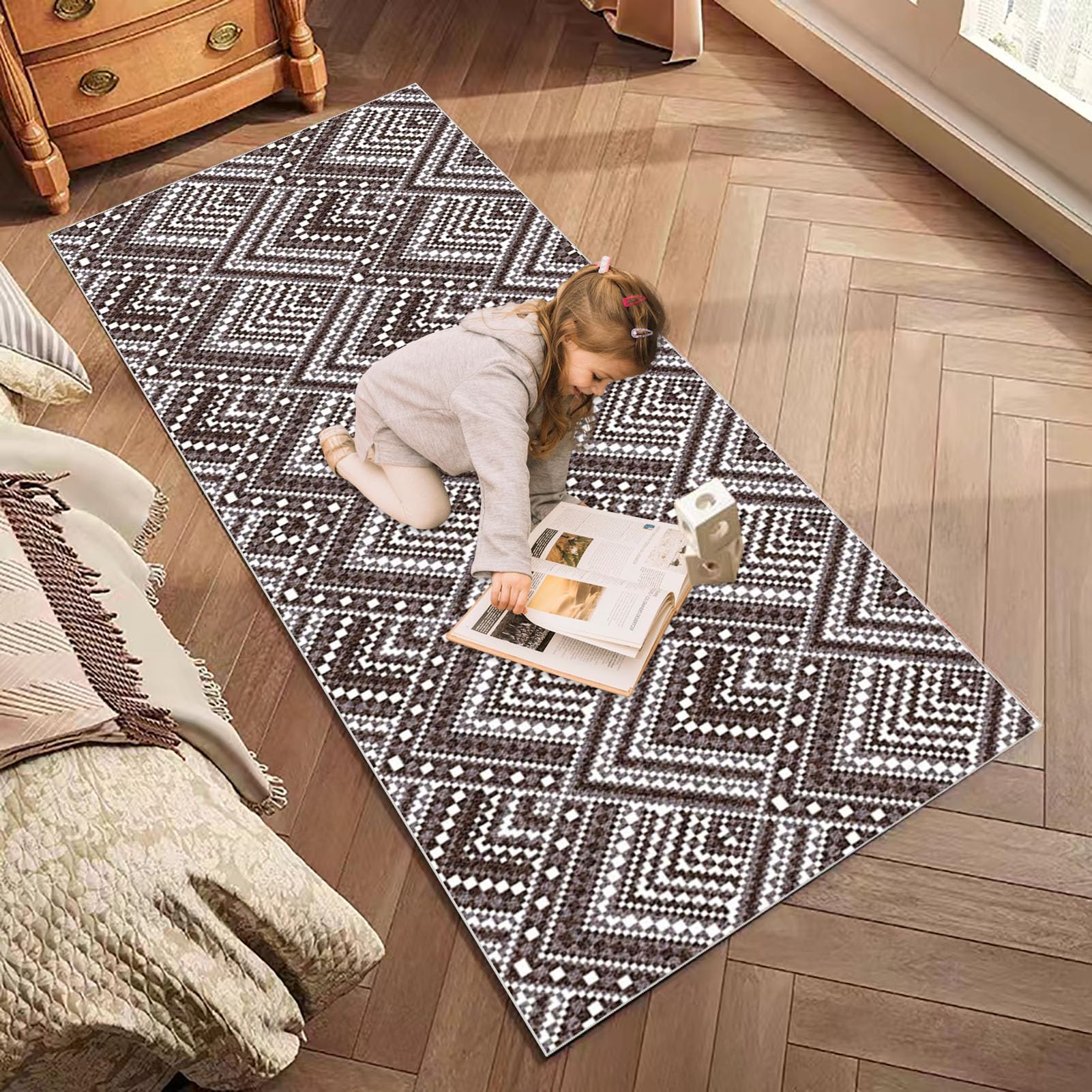 Lange tapijtloper voor de gang, 70 x 300 cm, wasbaar vloerkleed, voor keuken, robuuste gangloper, deurmat voor binnen, antislip traptapijt voor ingang, voordeur, hal, hal en woonkamer