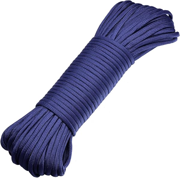 DonDon Corda Paracord in Nylon Lunga 30 Metri per bricolage e attività all'Aria Aperta Spessore 4 mm 7 Fili Blu Scuro - 1