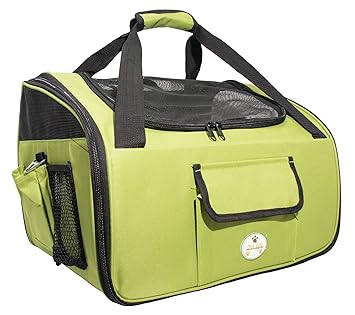 PET LIFE 'Ultra-Lock' Collapsible Safety Travel Wire Folding Pet Dog Carseat Car Seat Carrier crate, One Size, Olive Green