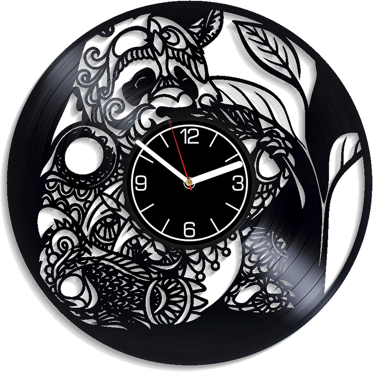 Animal Decoration 12 inch Wall Clock Panda Vinyl Record Wall Clock Nature Art Bear Wall Art Cute Animal Clock Birthday Gift for Her