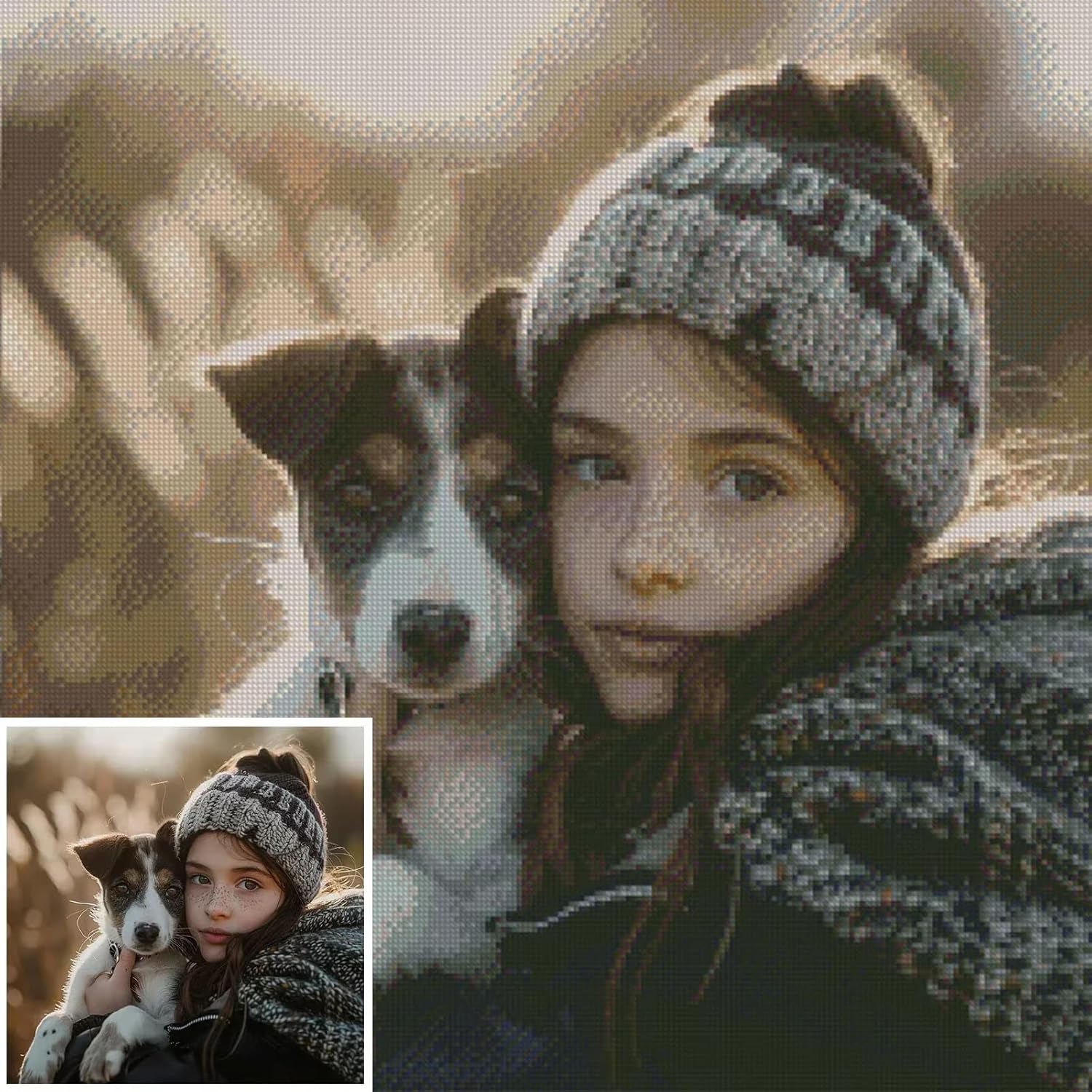 5D Custom Diamond Painting Kits-Full Drill Personalized Diamond Art Photo from Your Own Picture, Custom Diamond Art Painting Kits for Adults (Square Drill, 19.7x19.7inch/50x50cm)