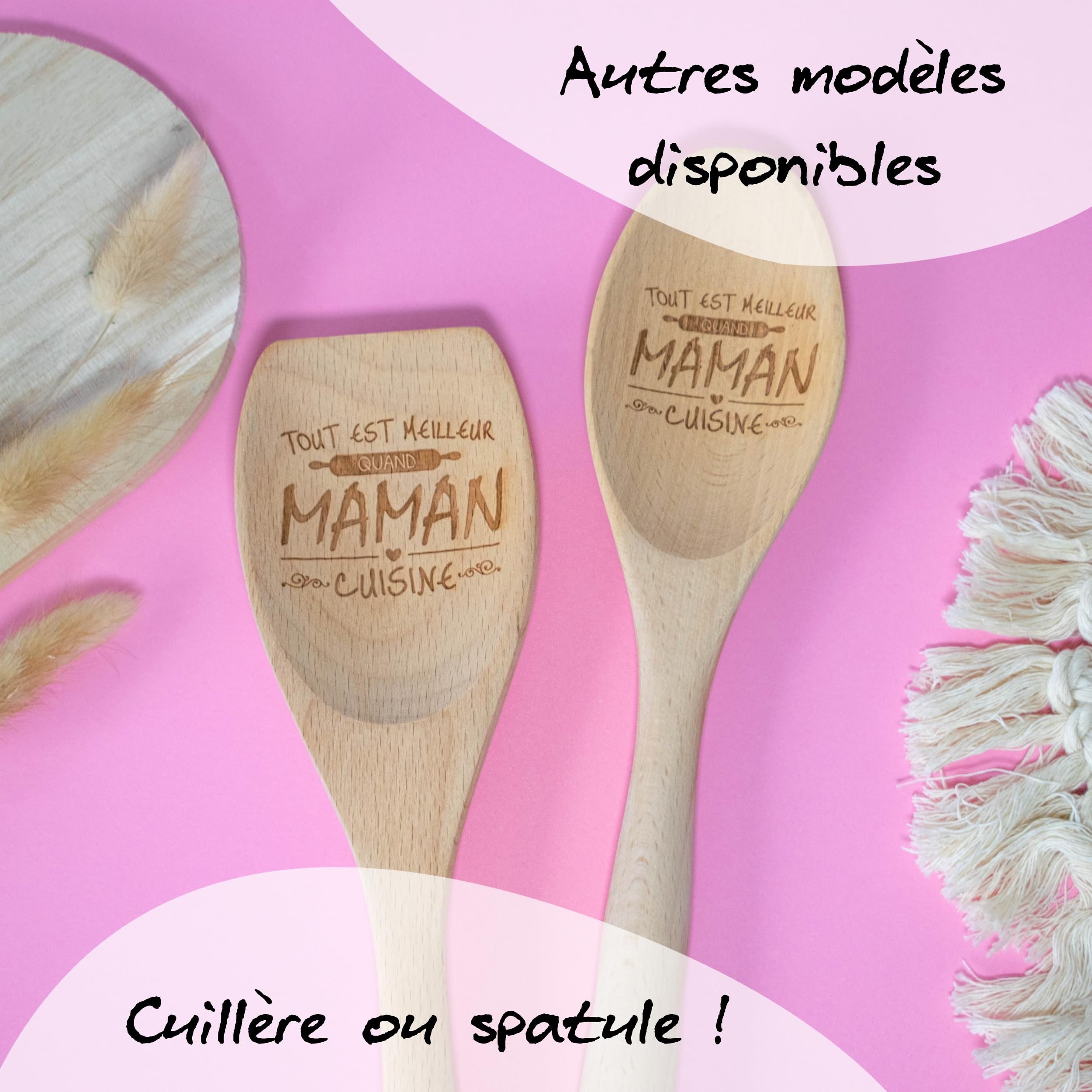 ERNESTINE,Cucchiaio in legno Mamma cucina personalizzata con testo,regalo mamma cucina,regalo mamma compleanno Natale festa della mamma,utensile legno naturale inciso,festa mamme spatola di legno