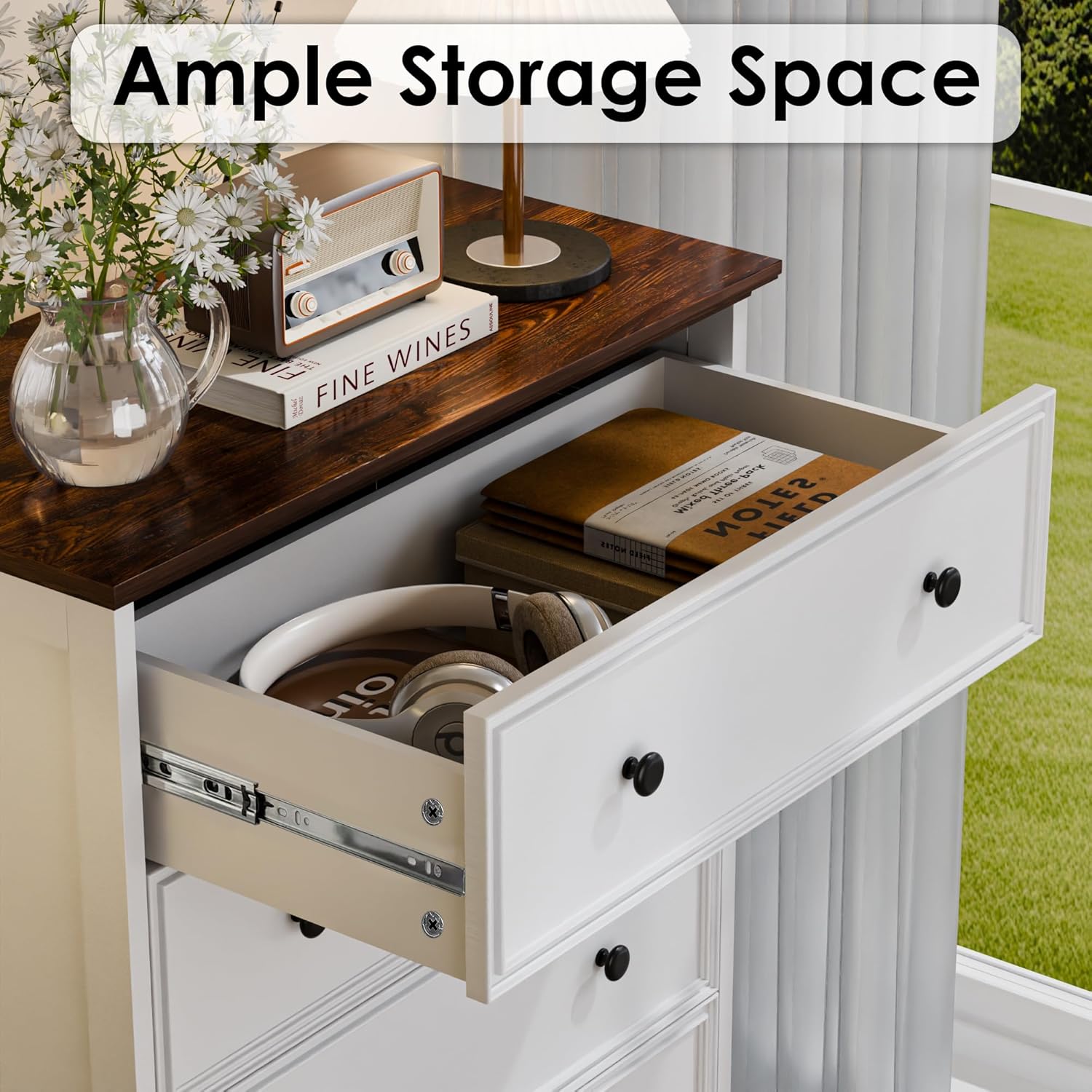 Zamildon's White Dresser Bedroom with Handle 47" Tall Dressers for Bedroom, Hallway or Entryway with Anti-Tip Device - Image 4