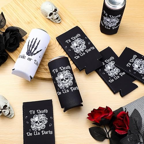 Miniatura 6 de Dandat 12 fundas de neopreno para despedidas de soltera o muerte, para despedida de soltera, para novia, despedida de soltera, esqueleto gótico