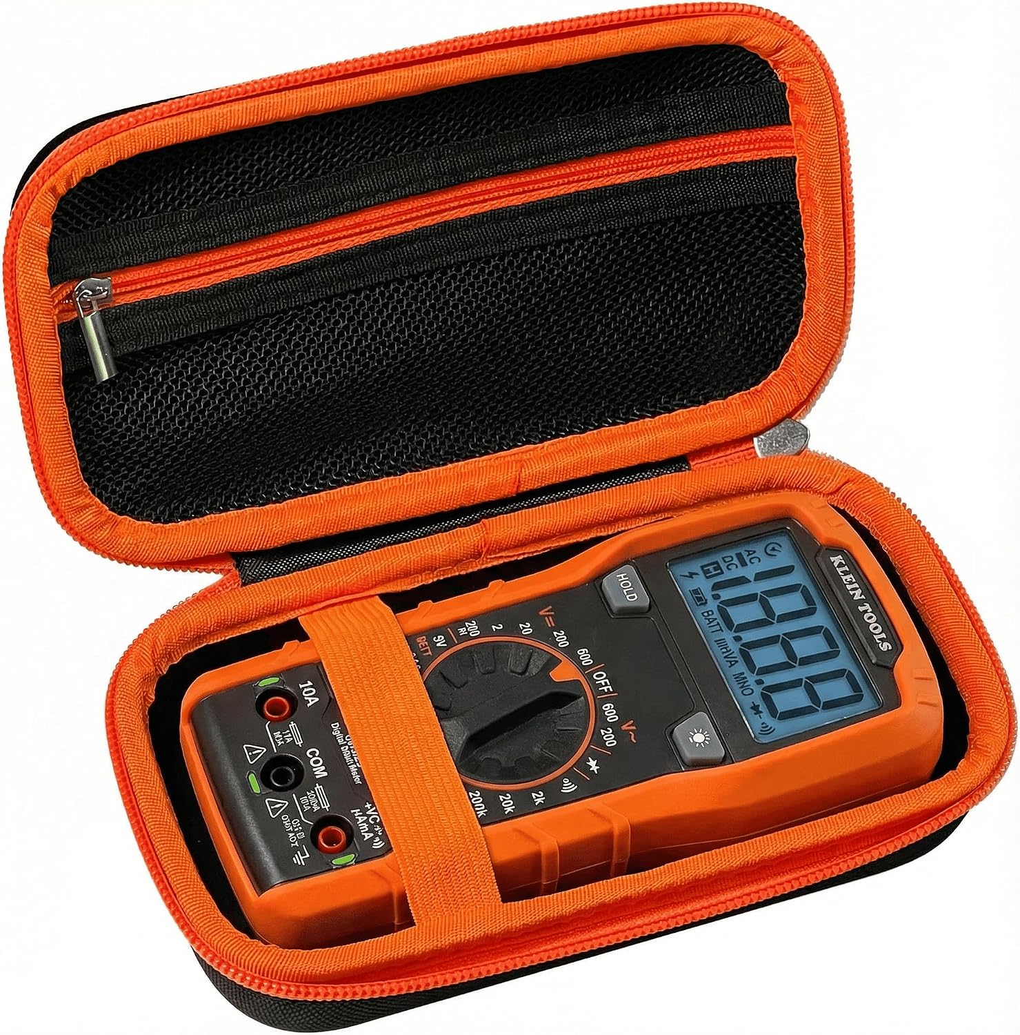 Hard Multimeter Case for KLEIN TOOLS MM325/MM420/MM400/MM300/Fluke 117/Fluke 115, Portable Bag for ET140/80023P, Black + Orange (Case Only)