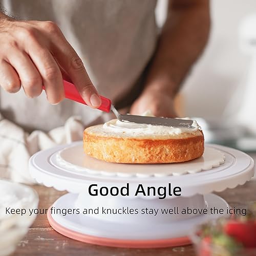 Miniatura 4 de Juego de 4 espátulas de glaseado en ángulo de 6 8 pulgadas, para decoración de pasteles, color rojo