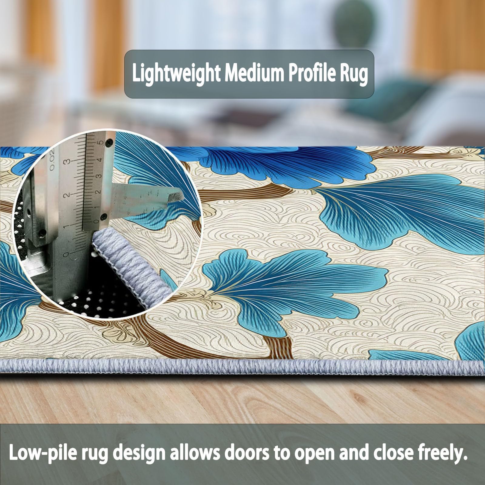 Rund Teppich 100 cm Retro-Pflanzen Pfingstrosenblüten Rutschfest Teppiche, Beige Plüsch Flauschig Weich Waschbar Runder Teppich Wohnzimmer Schlafzimmer Dekorative Küche Fußmatte Haustierteppich