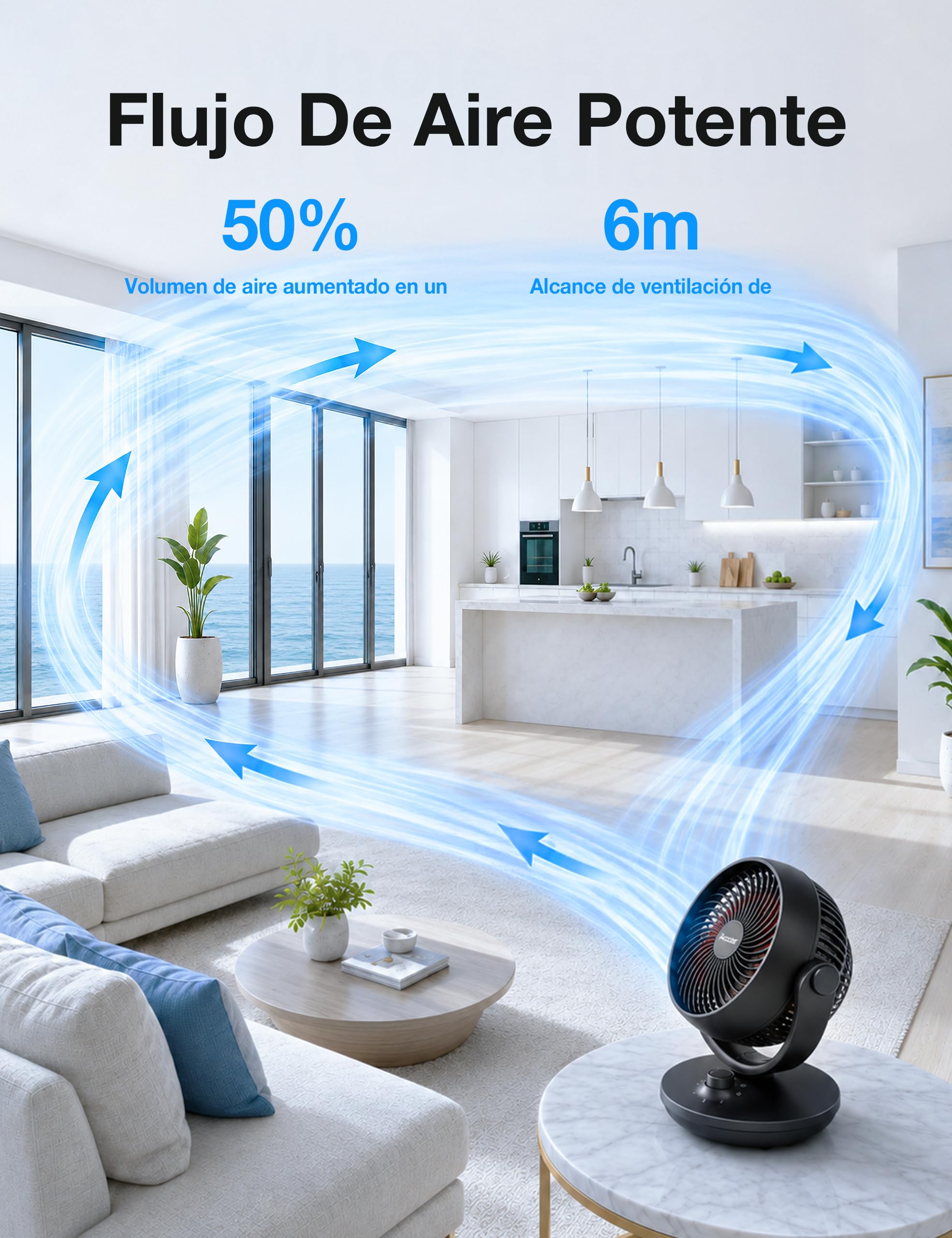 Acoolir Ventilador de Mesa, 24dB Ventilador Silencioso para Dormir, Doble Oscilación 70° Horizontal & 100° Vertical, 3 Velocidades, ventilador Portátil para Dormitorio Oficina Salón,Negro Rojo