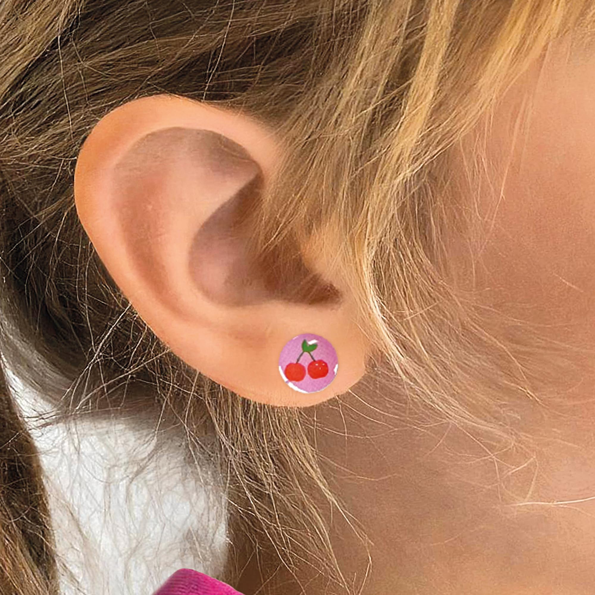 Image secondaire de Boucles d'oreilles autocollantes joyeuses pour enfants - 80 motifs colorés