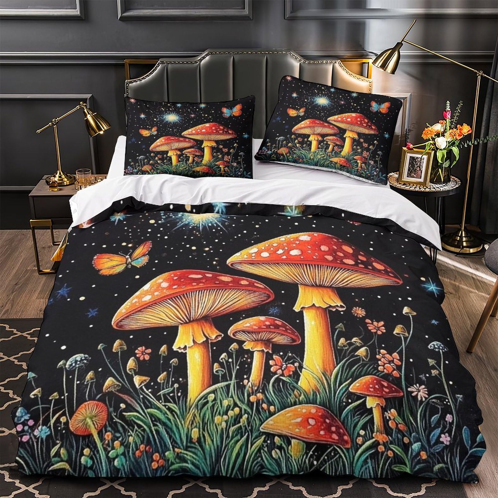 Housse de couette Mushroom 3 pièces en microfibre Super King size pour lit garçon
