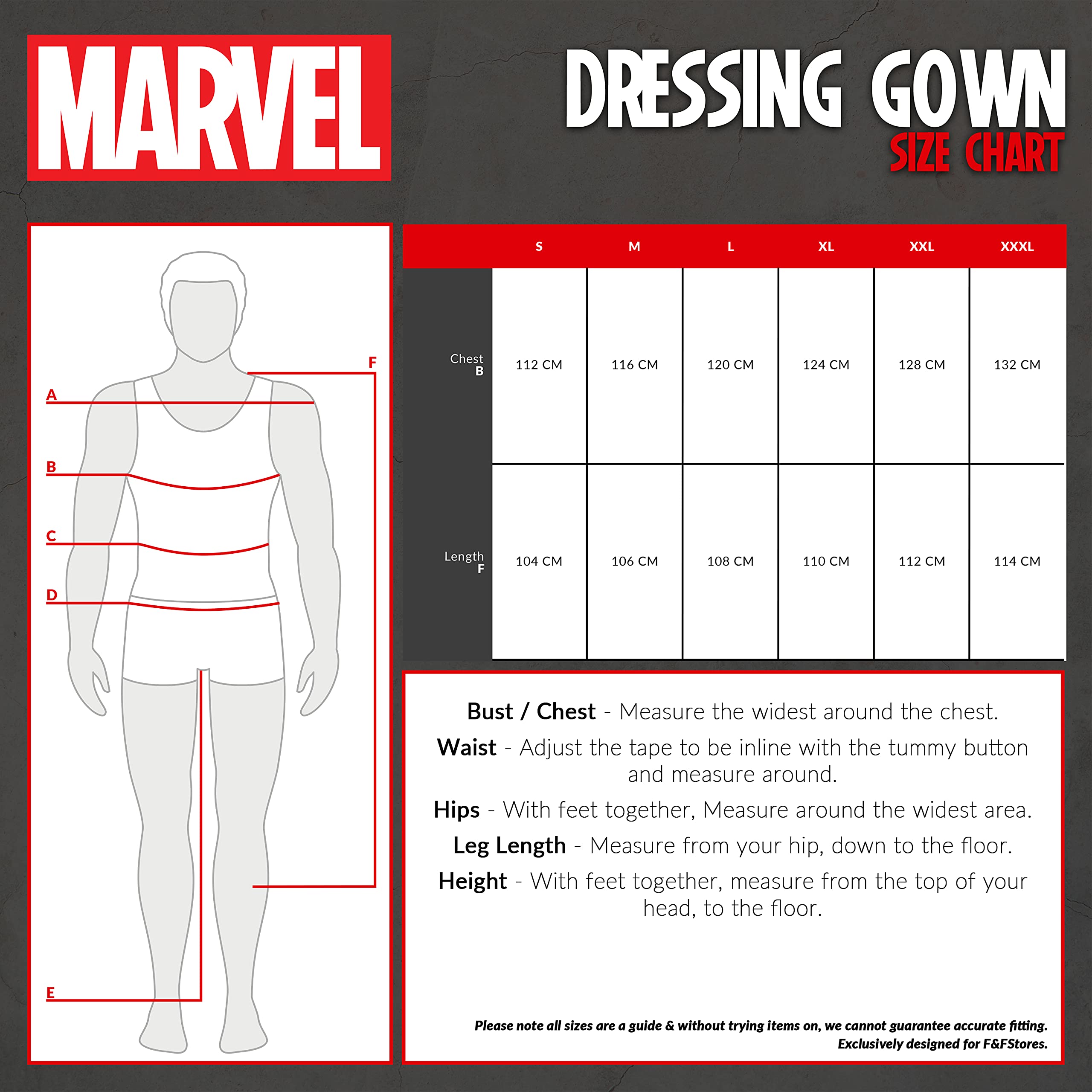 Marvel Szlafrok męski, puszysty, polarowy, szlafrok poranny, męski z kapturem, czarny, L