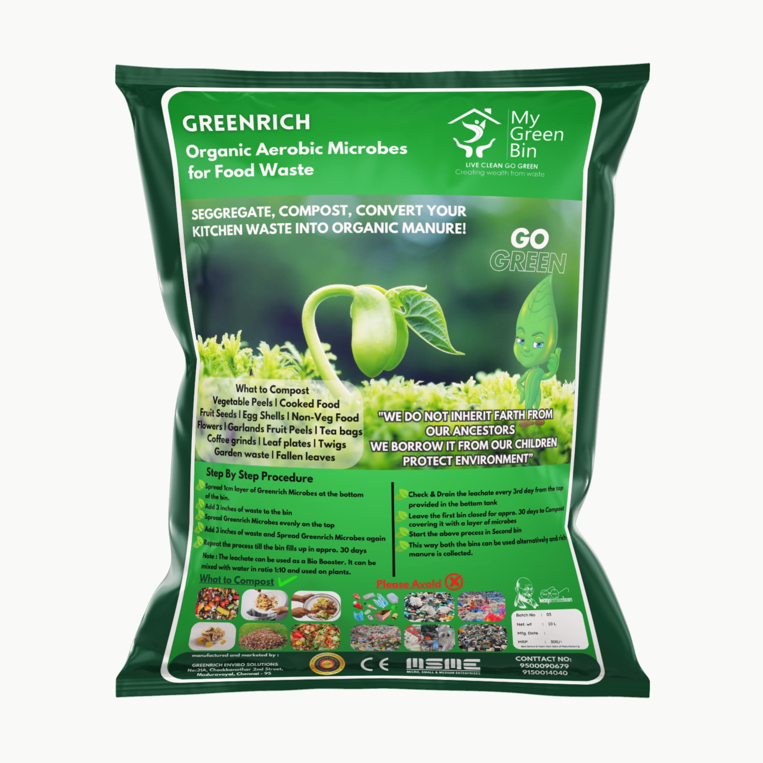 MyGreenBin Organic Microbes (10 L) (B07CZFYLR1) Amazon Price History, Amazon Price Tracker
