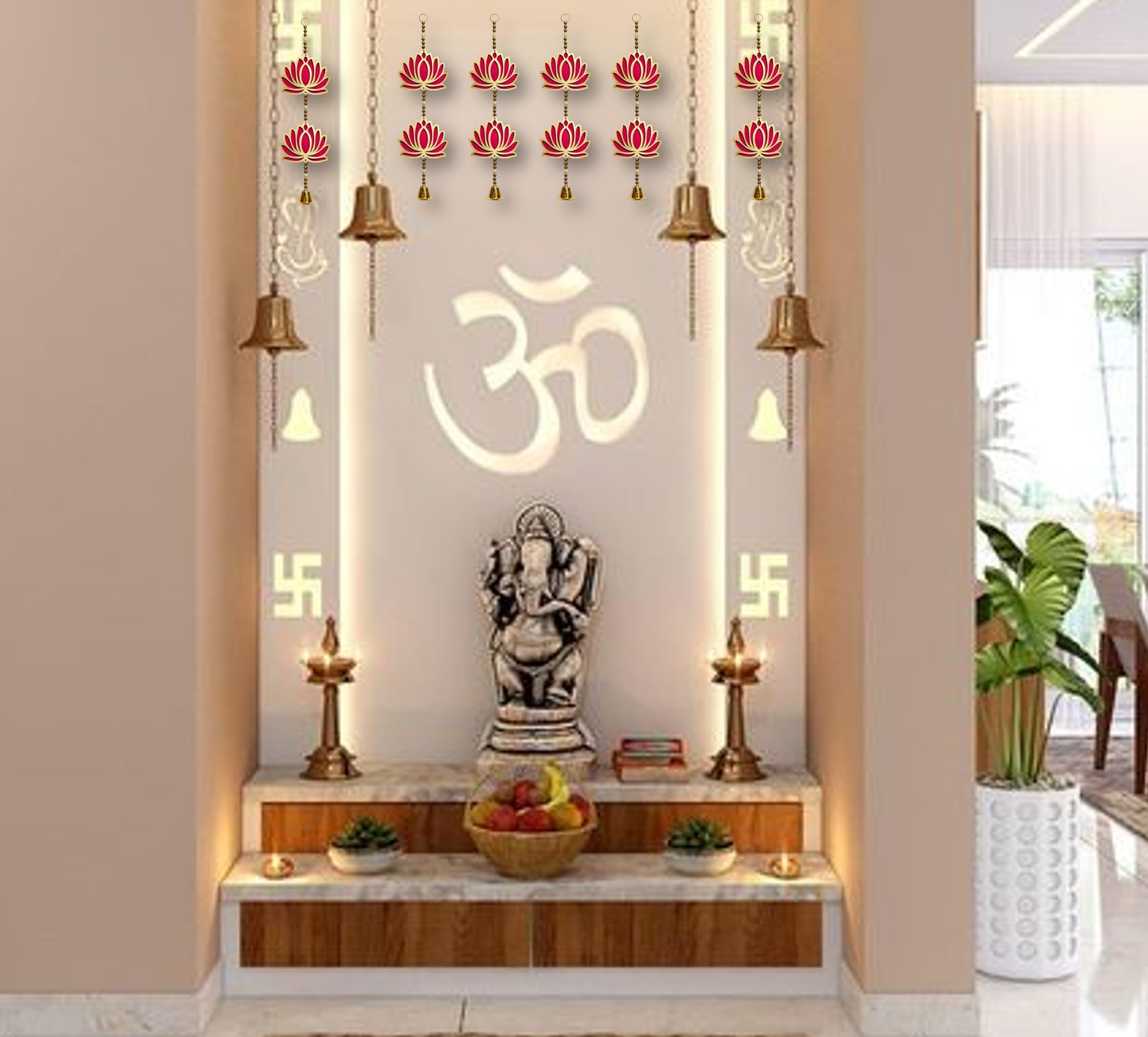True Decor Lotus Wall Hanging for Decoration Pooja Room Decoration Items || Height 14 Inches || Pack of 6