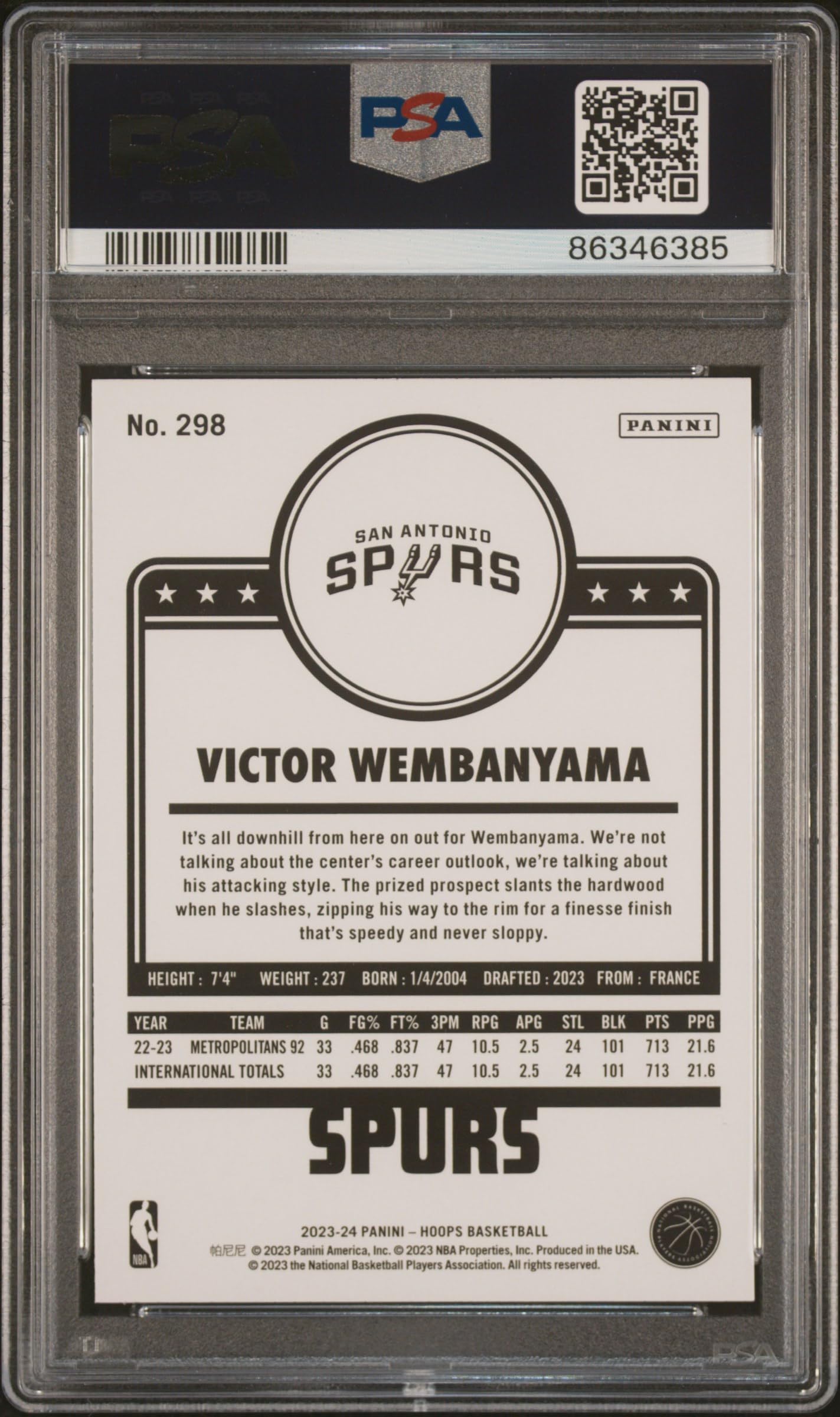 Amazon.com: Victor Wembanyama 2023 Hoops Basketball Rookie Card