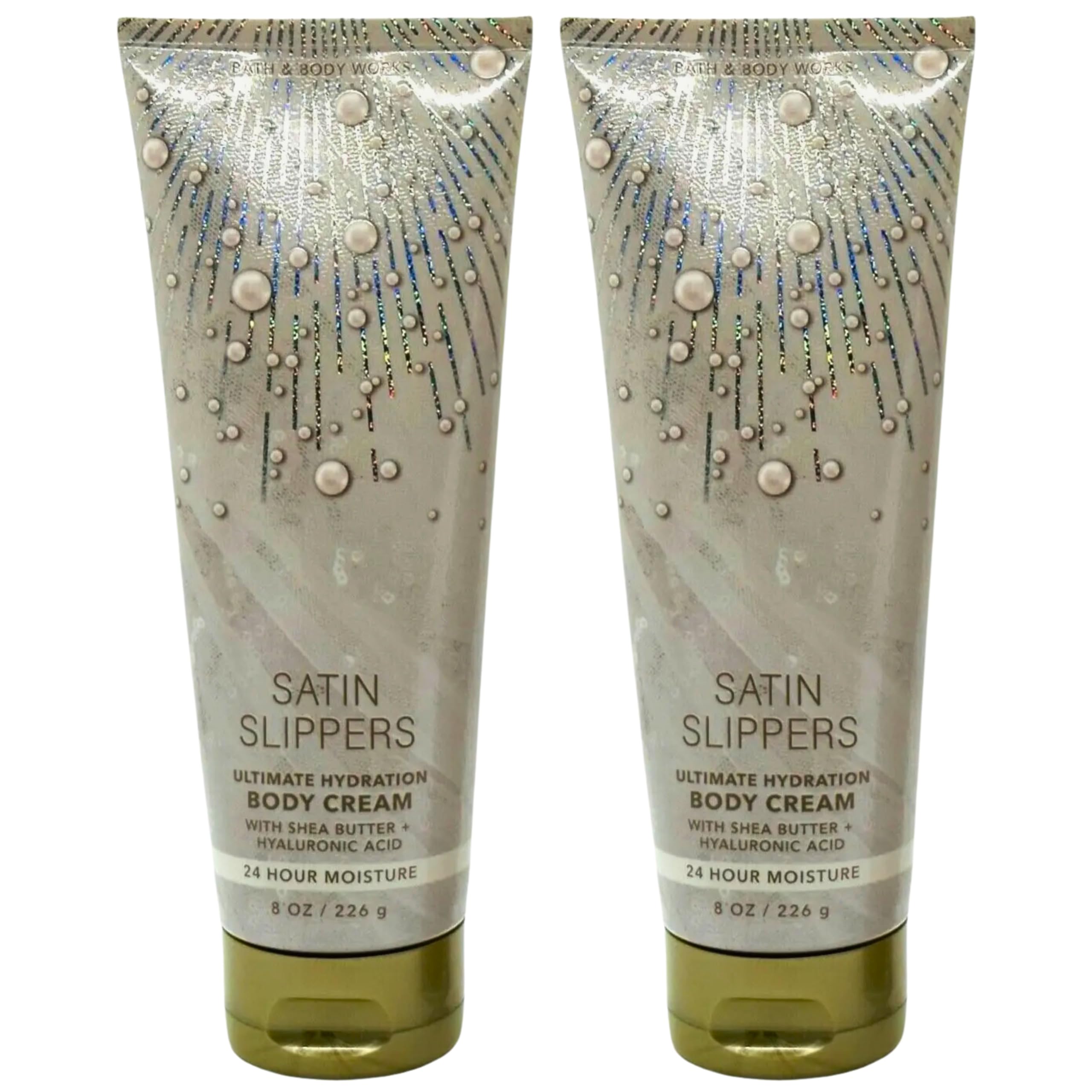 Bath & Body Works Body Cream, 8oz Each, Set of 2 - Aloe, Vitamin E, Shea (Satin Slippers)