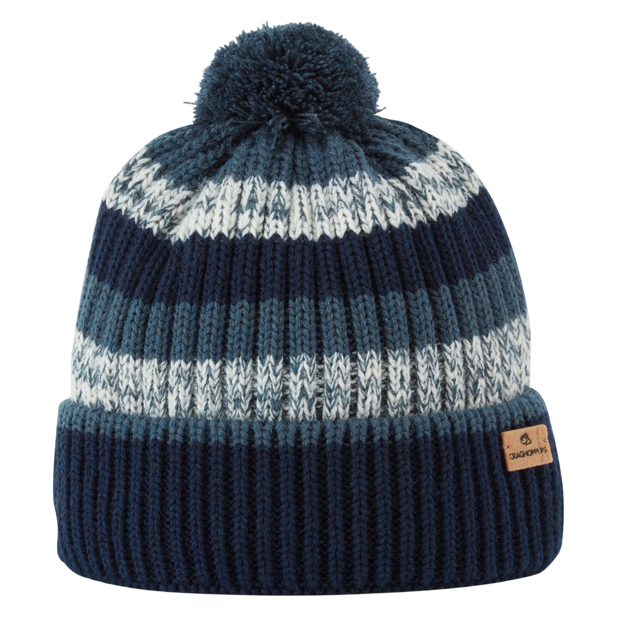 Craghoppers Unisex Blue Men's National Trust Brimham Hat, Chunky Knit Winter Bobble Hat
