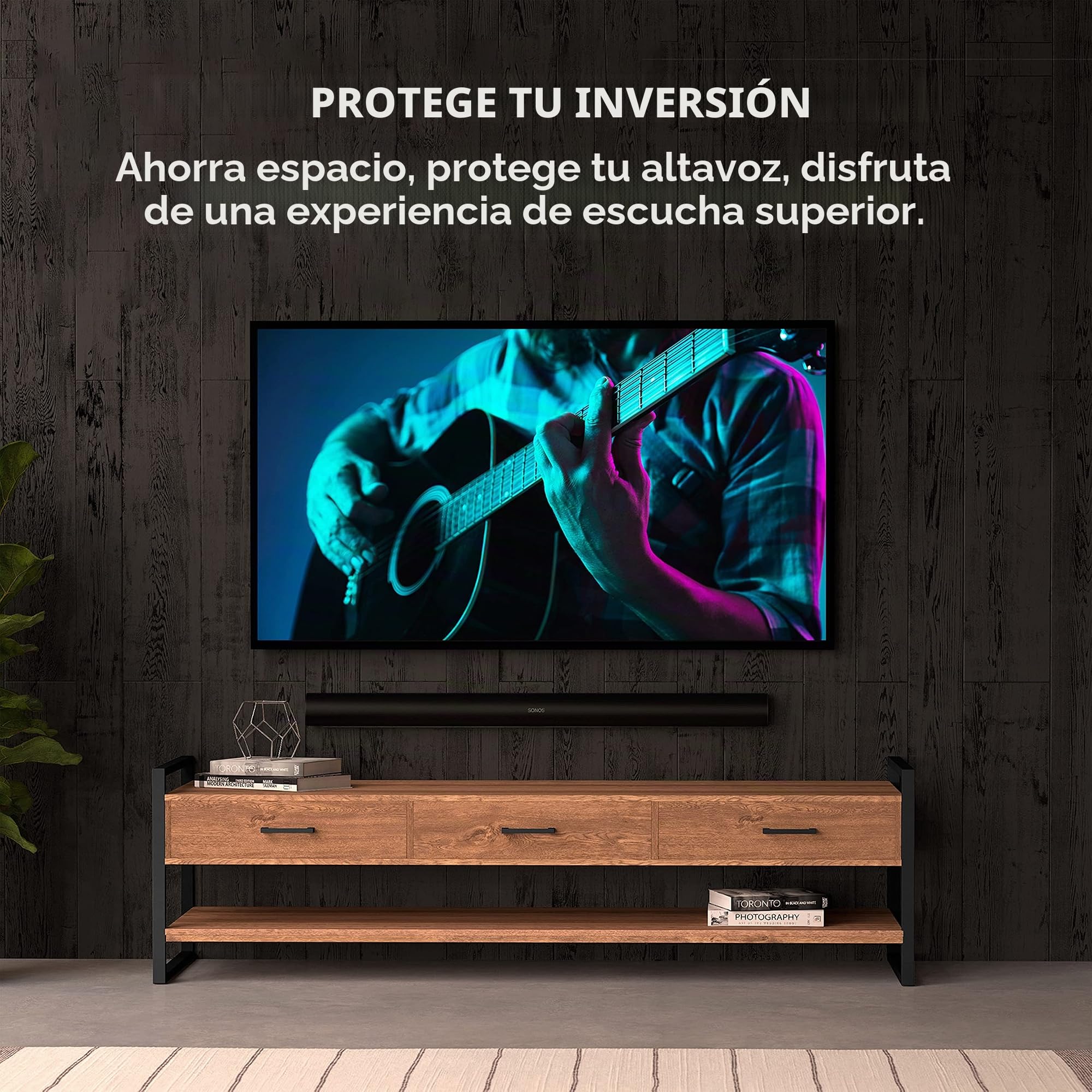 HumanCentric Soporte de Pared Compatible con Barra de Sonido Sonos ARC (Negro), Soporte de Montaje de Estilo Flotante Compatible con Sonos ARC Wall Mount, Soporte de Barra de Sonido para Soporte de