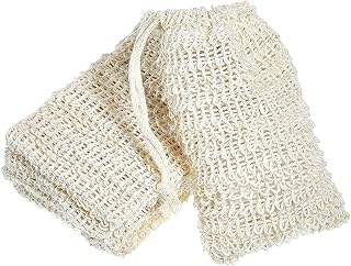 5 Pieces Soap Saver Bag Natural Sisal Exfoliating Soap Pouch for Foaming and Drying The Soap Bars Shower Soap Bag (Beige,10 x 15 cm)