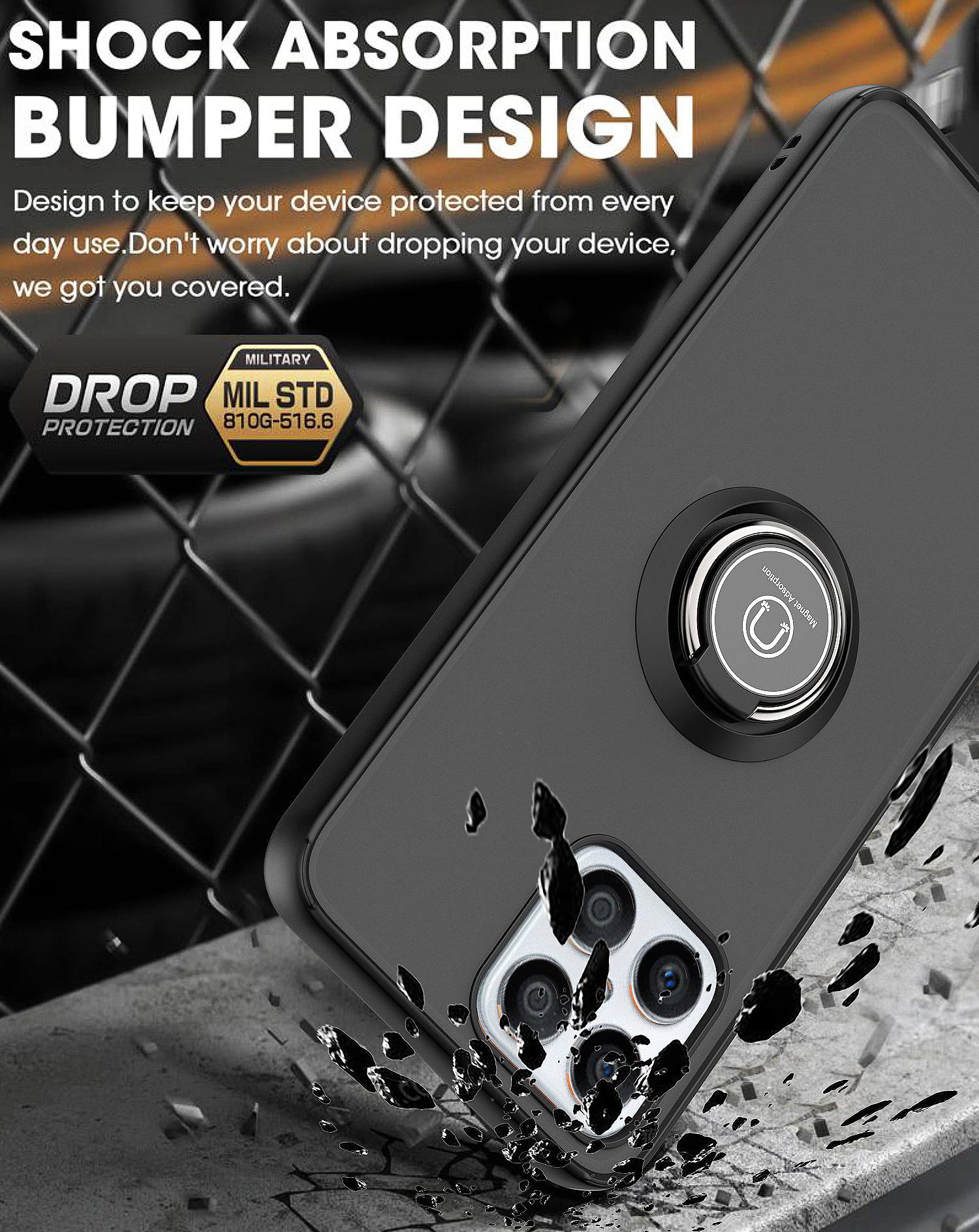 Cover Per Honor 90 Lite 5G Con Anello Portadito E Supporto Magnetico – Custodia TPU Antiurdo Morbida Con Bordo Rialzato – Blu Cielo
