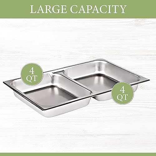 Miniatura 11 de Deluxe - Plato rectangular de acero inoxidable de 8 cuartos de galón con bandeja para alimentos, bandeja de agua y soportes para combustible