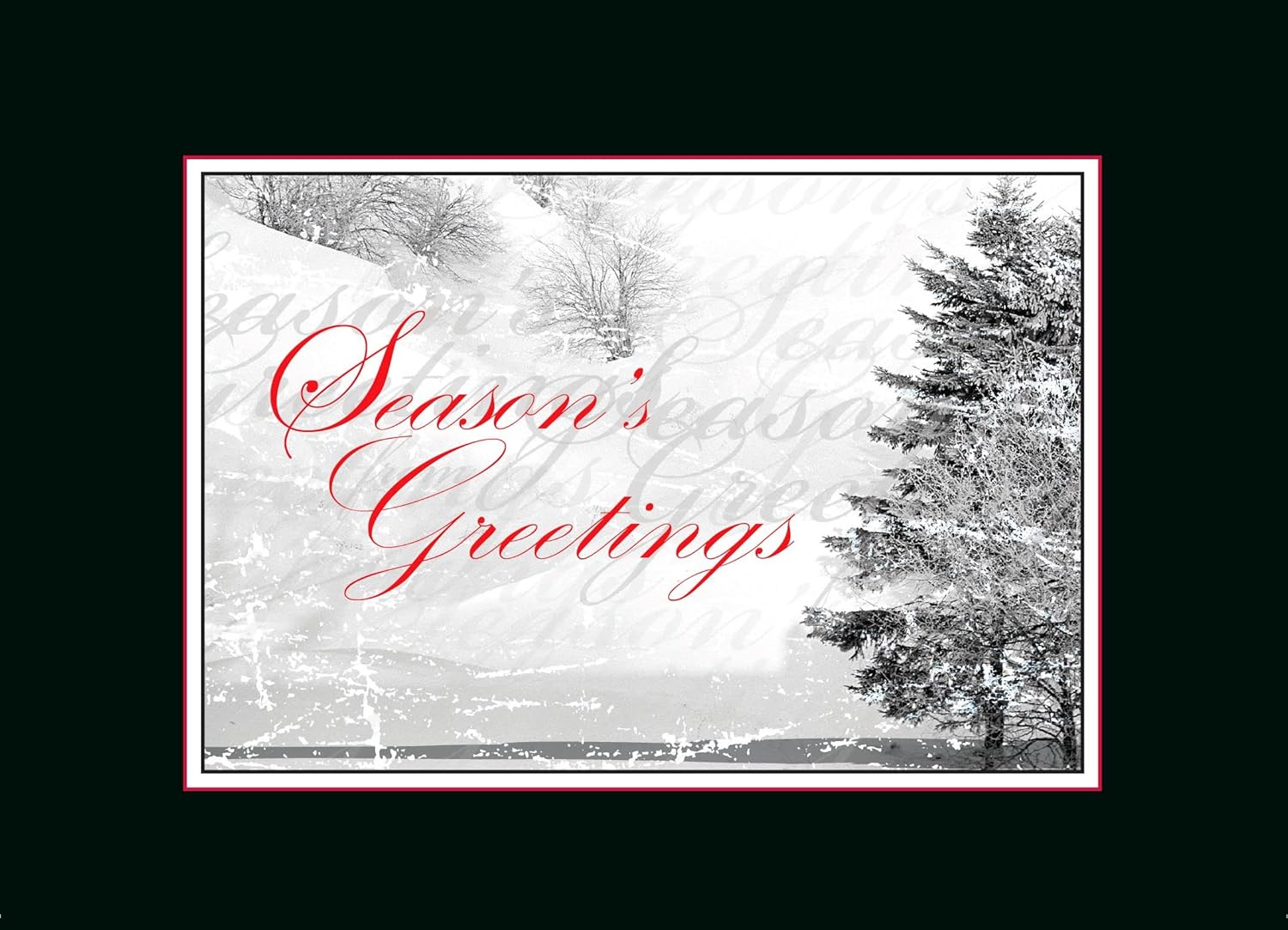 Season’s Greetings Cards for Business & Family (Winter Scene) Bulk Greeting Card Set Pack of 25 Christmas Cards with Envelopes (5x7 inch - A7) Great for Office, Work, Employees & Clients H1068