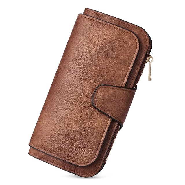 CLUCI Wallet For Women PU Leather RFID Blocking Womens Wallet Bifold Card Holder with ID Window Gifts for