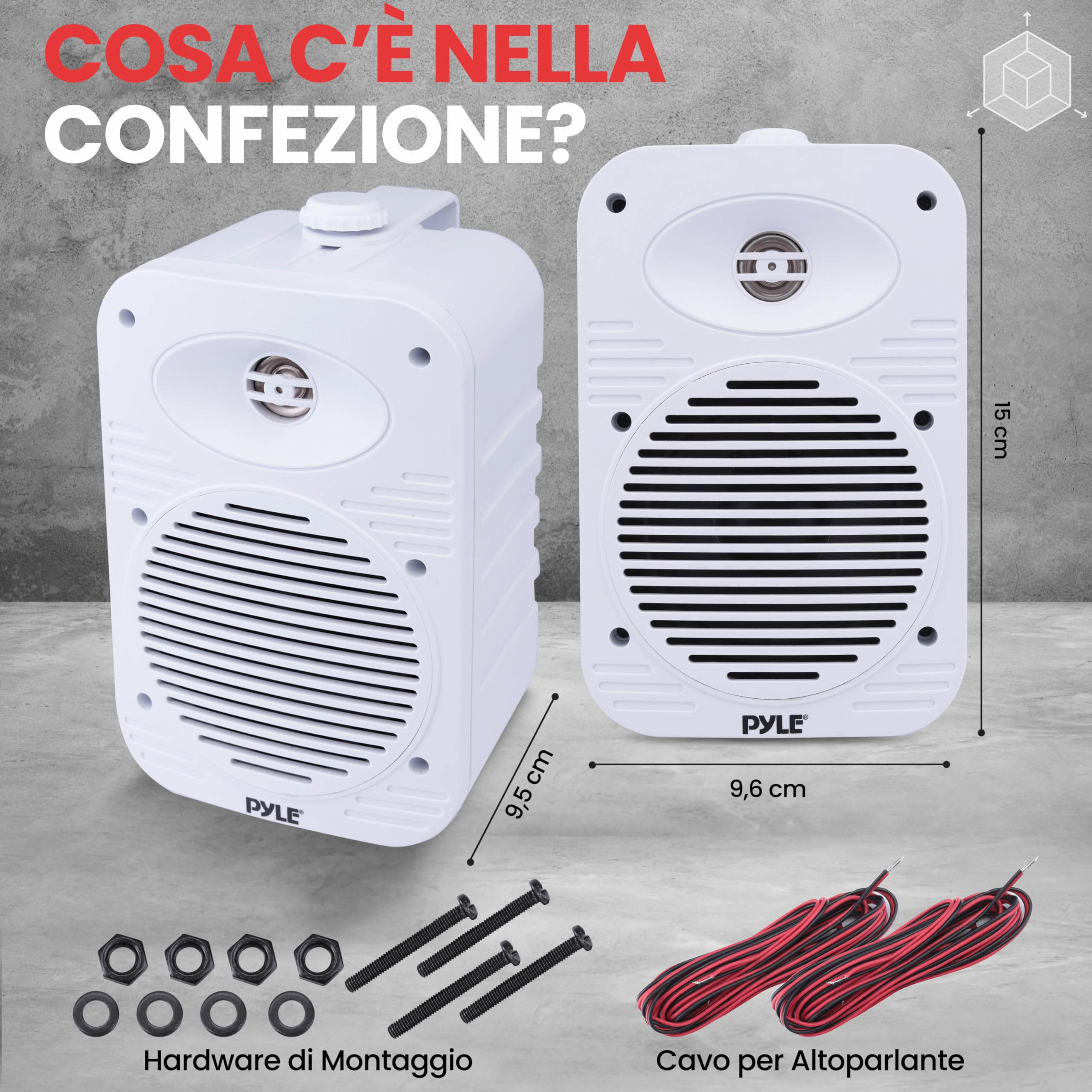 Pyle Altoparlanti 500 Watt 2 Vie Impermeabili 13 cm con Tweeter 1,3 cm Bianco