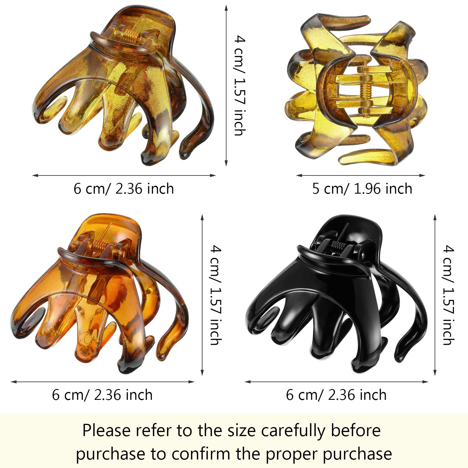 6 Pieces No-Slip Grip Octopus Hair Clips 6cm Octopus Claw 